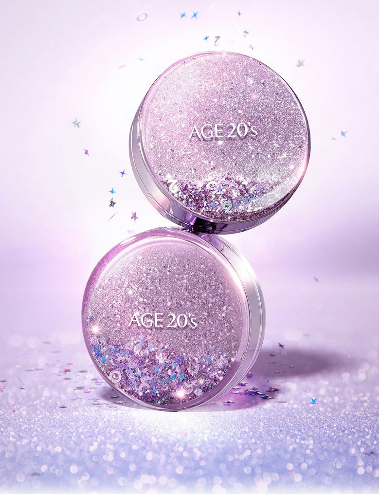 AGE 20'S ESSENCE COVER PACT SHINING DROPS EDITION 1 CASE + 3 REFILLS PINK LATTE NO.23