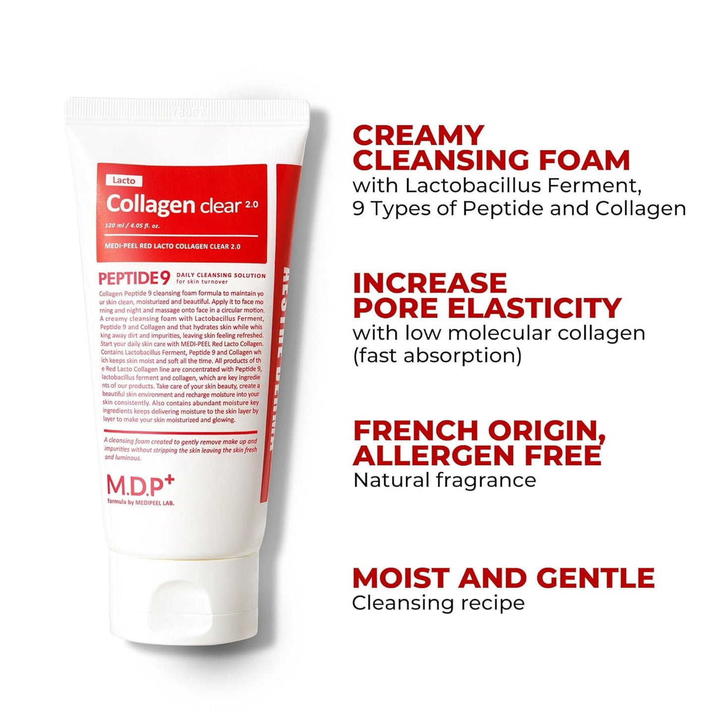 MEDIPEEL RED LACTO COLLAGEN CLEAR FOAM CLEANSER 2.0 PEPTIDE 9