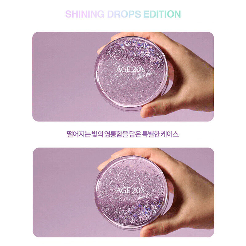 AGE 20'S ESSENCE COVER PACT SHINING DROPS EDITION 1 CASE + 3 REFILLS PINK LATTE NO.23